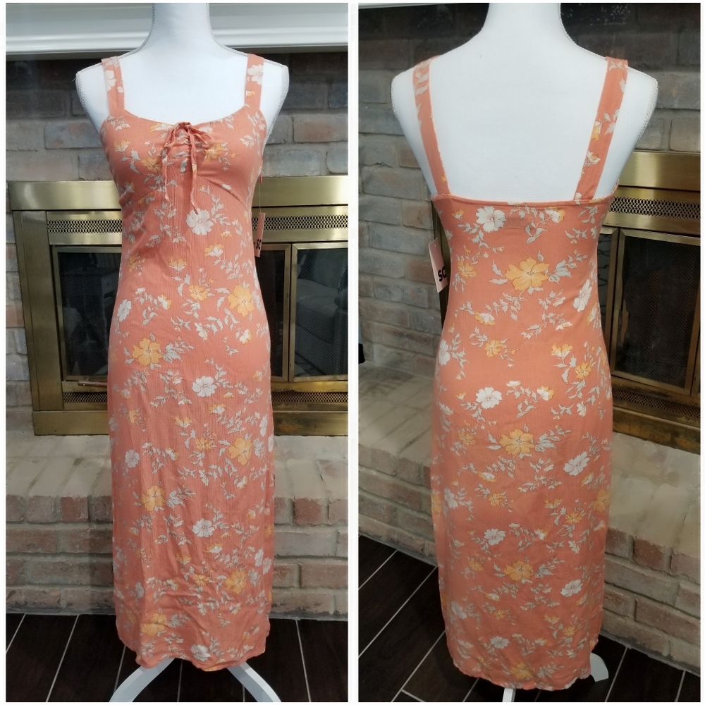 SO Jrs. Floral Midi Dress Side Slit XS